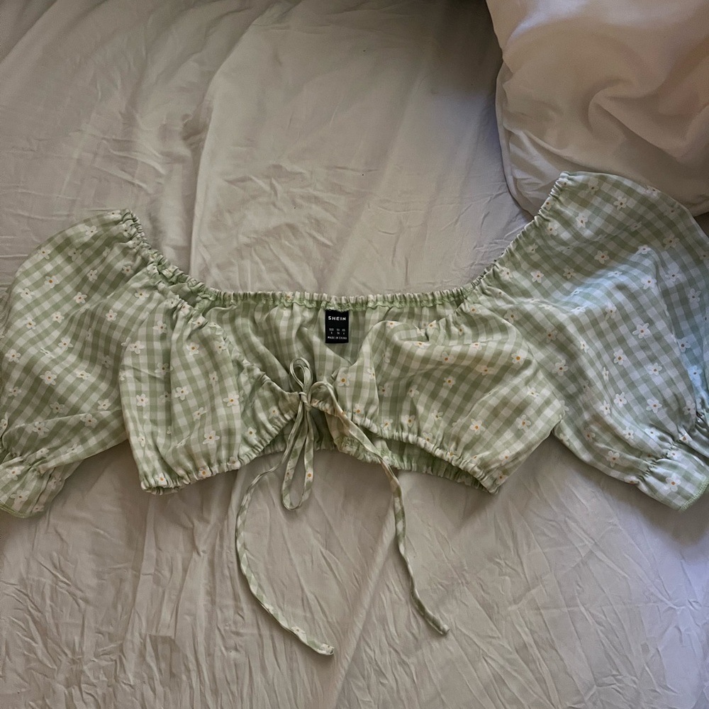 ditsy floral & gingham print super crop top